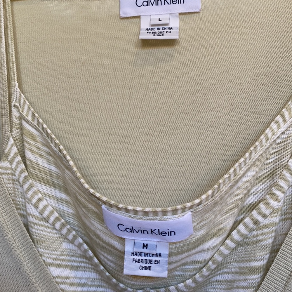 Calvin Klein 100% cotton 1 knit top-Large/w/1 stripe camisole-Medium - Picture 2 of 8